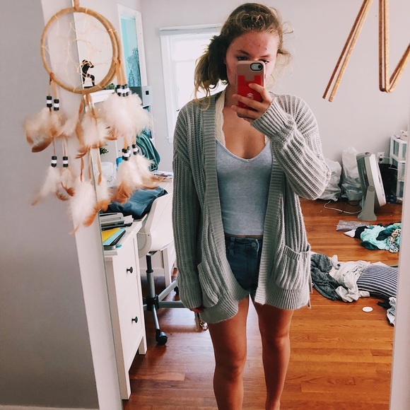 Poof! Sweaters - NOT FOR SALE Gray longline cardigan